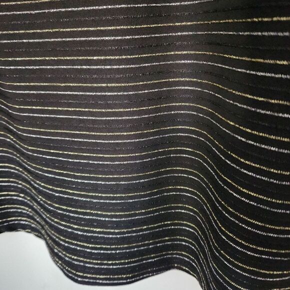 Moa Moa Womens Plus Silver Gold Black Metallic Striped V-Neck Blouse Size 2X - Picture 3 of 7